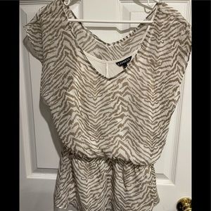Tan and Cream Zebra sheer blouse with cami